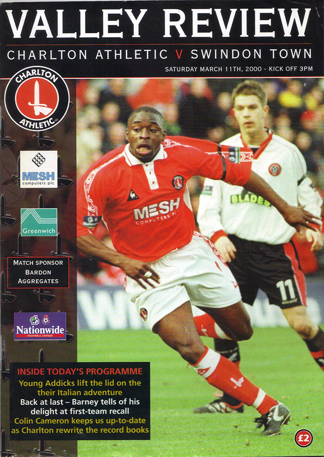 <b>Saturday, March 11, 2000</b><br />vs. Charlton Athletic (Away)